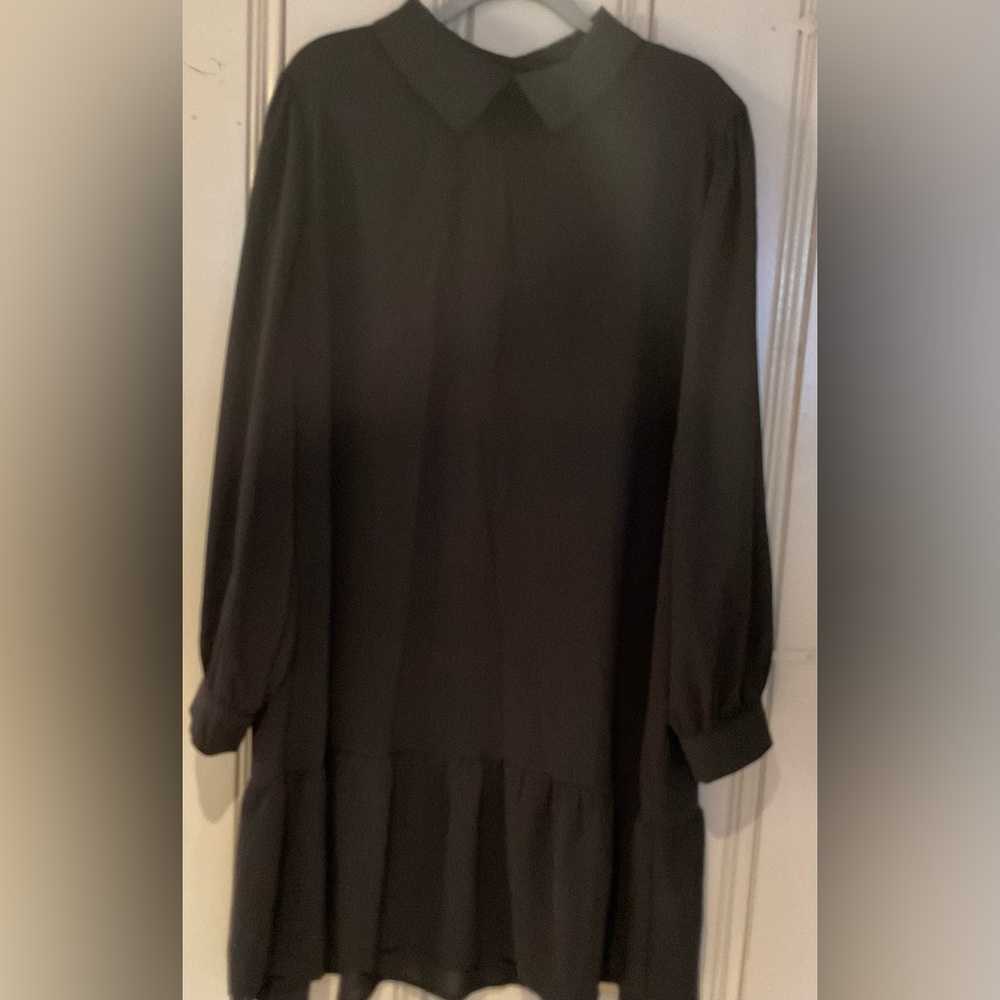 Plus size Peter Pan collar drop waist dress